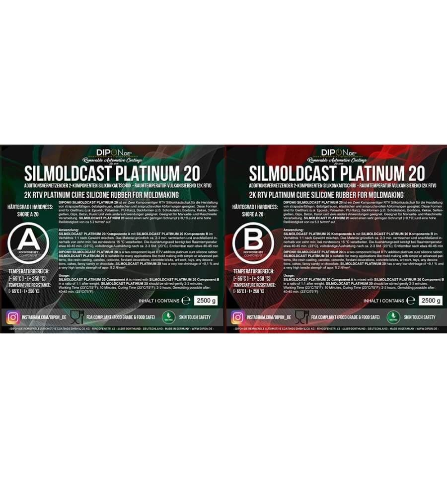 Silmoldcast Platinum 20 dubliersilikon 2k RTV abformsilikon 1:1 zinguée 1 kg